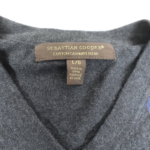 Sebastian Cooper Cotton Cashmere Argyle Fine Knit Sweater Men's Large - Picture 3 of 9